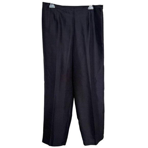 Signature By Robbie Bee Vintage Black Silk Womens Ankle Pants Size 10 Y2K - Picture 1 of 9